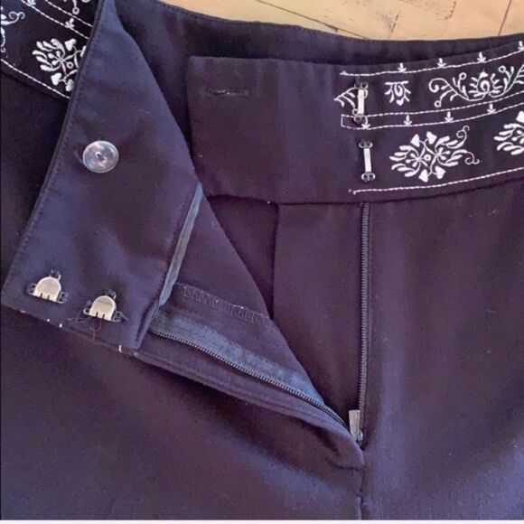 Style & Co. Black Pants Embroidered 10 Boho A15 - Picture 6 of 8